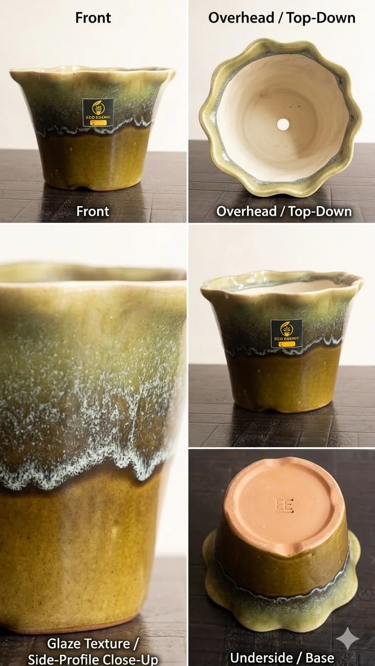 Wavy Rim Ceramic Planter